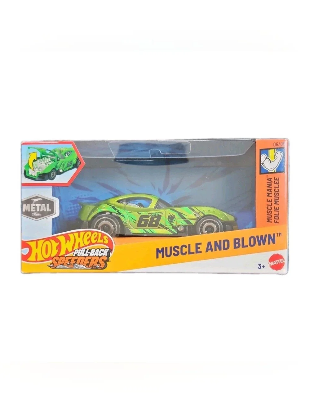 Hot Wheels Pull-Back Speeders Diecast Muscle and Blown Folio Muscle